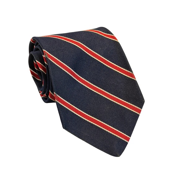 VTG Brooks Brothers Tie Navy Red Repp Stripe Silk Woven England Preppy Mens Tie